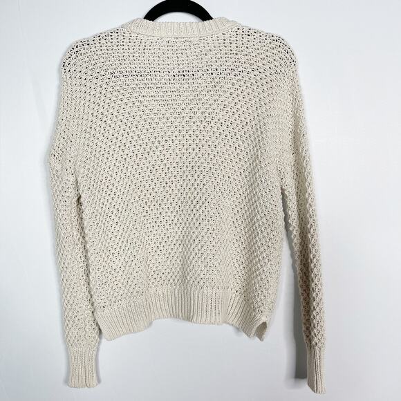 Madewell XSmall Cream French Quarter Pullover Sweater Open Knit Cotton Crew Neck - Picture 2 of 10